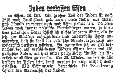 Nazi-Propaganda in der Rheinisch-Westfaelischen Zeitung (Essen) vom  29.10.1938)