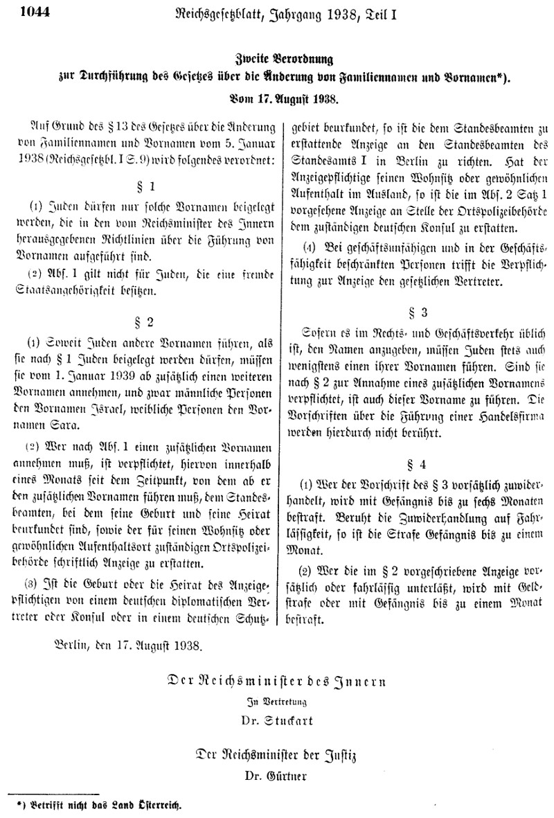 Zweite Verordnung zur Durchführung des Gesetzes über die Änderung von Familiennamen und Vornamen