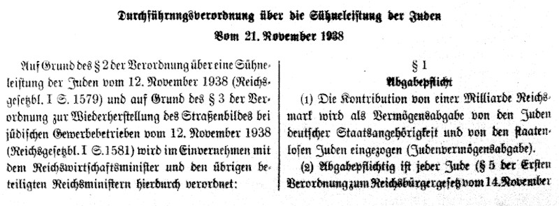 Durchführungsverordnung über die Sühneleistung der Juden 