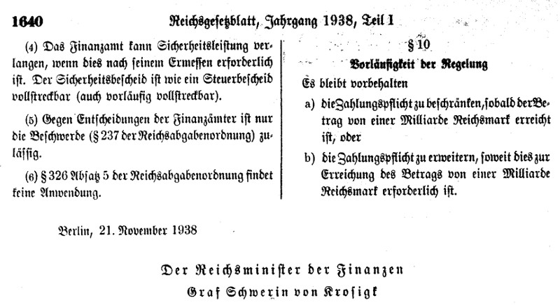 Durchführungsverordnung über die Sühneleistung der Juden 