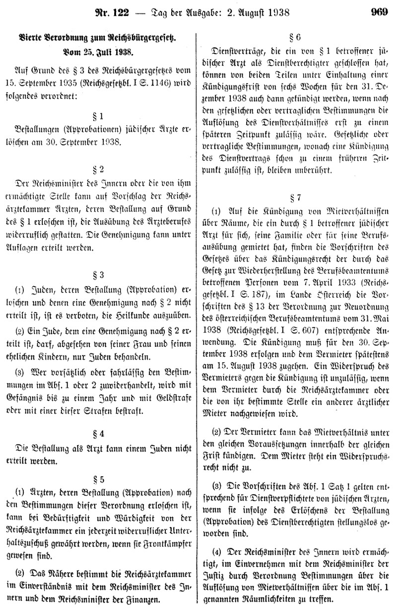 Vierten Verordnung zum Reichsbürgergesetz