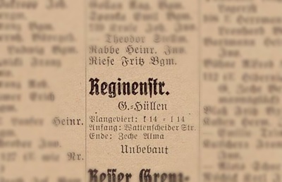 Reginenstr., Eintrag Adressbuch Stadt Gelsenkirchen, Ausgabe 1939