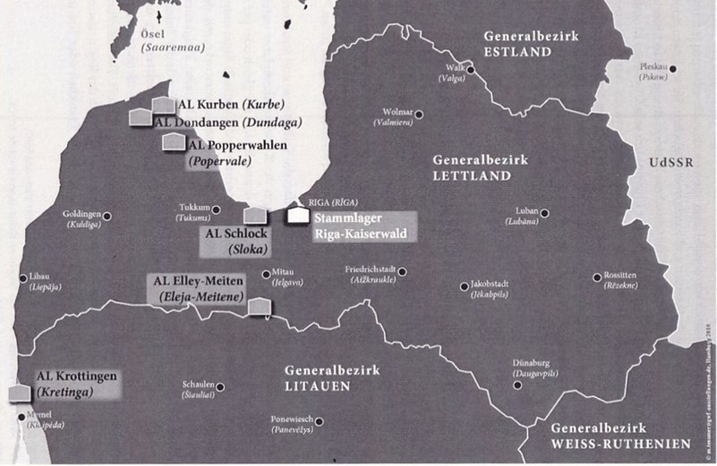 Außenlagerstandorte ausserhalb Rigas. Grafik: Franziska Jahn; Das KZ Riga-Kaiserwald und seine Außenlager 1943–1944. Strukturen und Entwicklungenn Außenlagerstandorte ausserhalb Rigas. Grafik: Franziska Jahn; Das KZ Riga-Kaiserwald und seine Außenlager 1943–1944. Strukturen und Entwicklungen