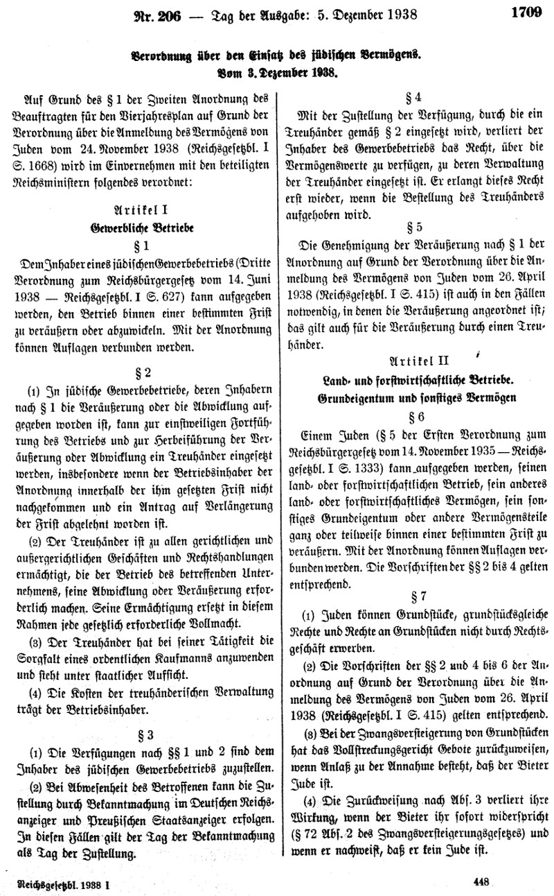 Verordnung über den Einsatz des jüdischen Vermögens