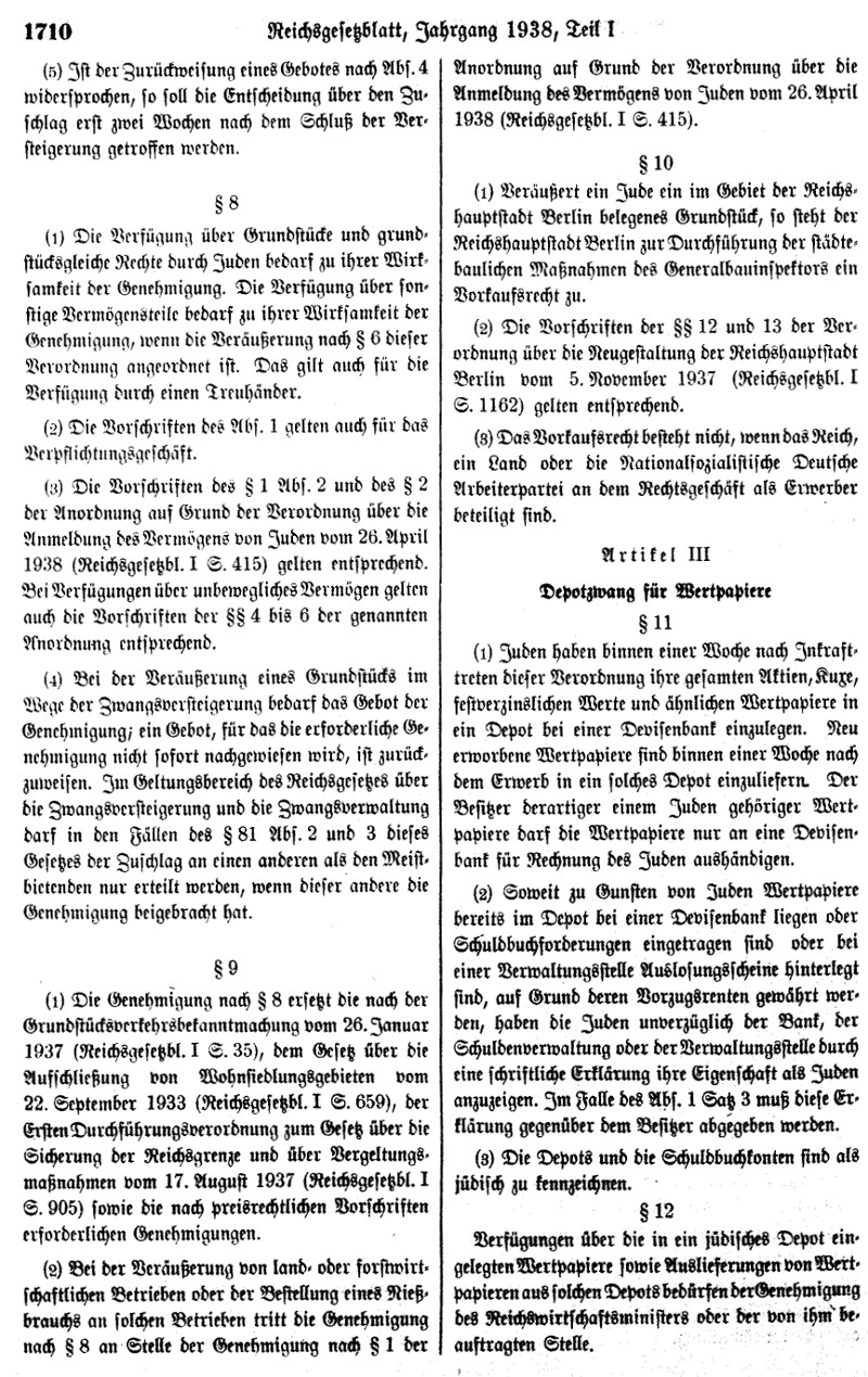 Verordnung über den Einsatz des jüdischen Vermögens