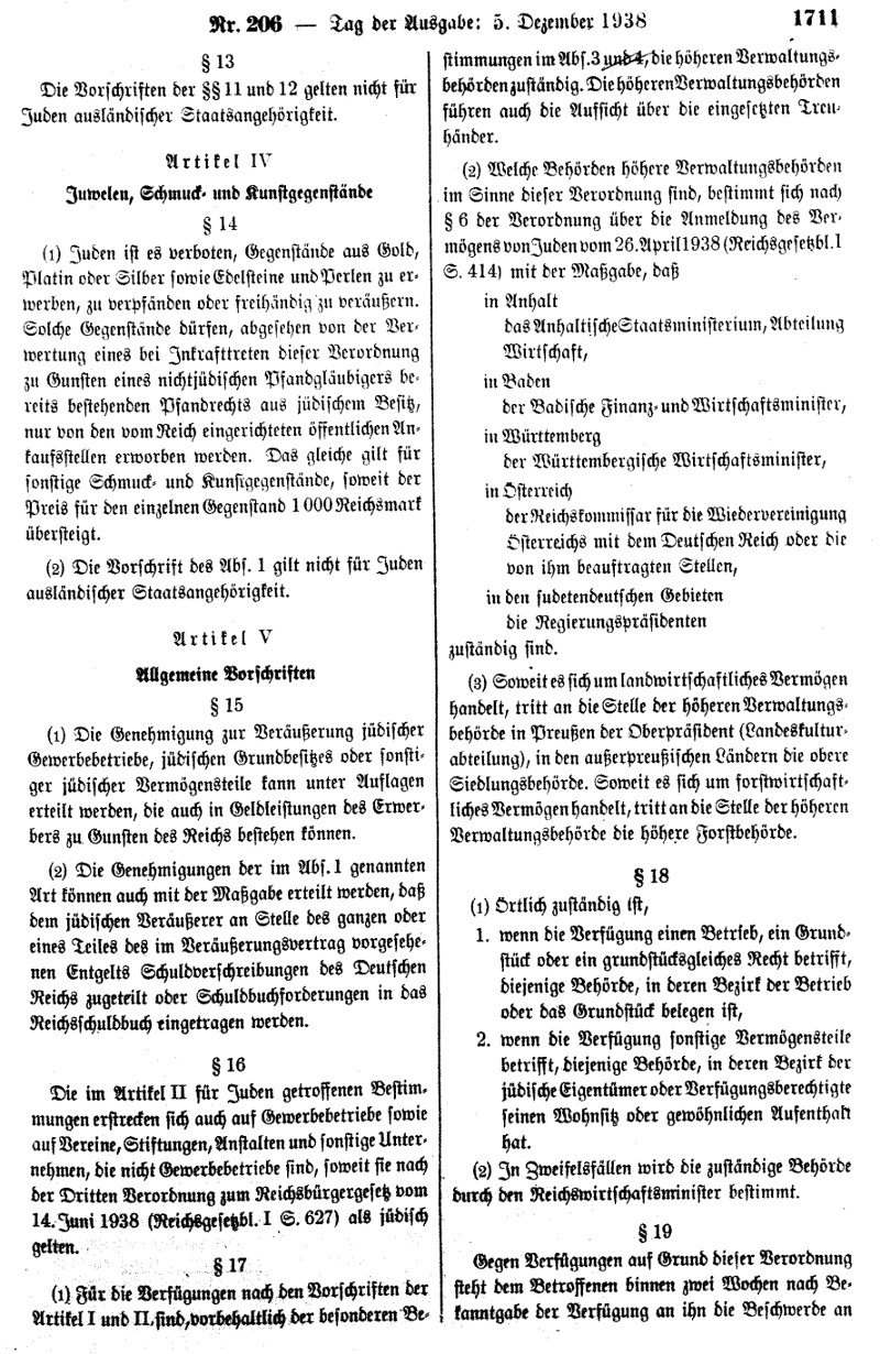 Verordnung über den Einsatz des jüdischen Vermögens