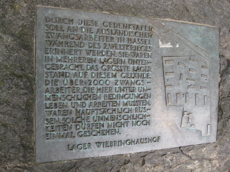 Erinnerungstafel Zwangsarbeiterlager Webringhaushof 
