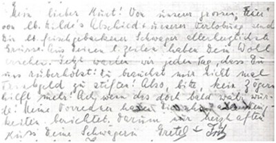 Brief von Fritz und Grete Goldschmidt an Kurt