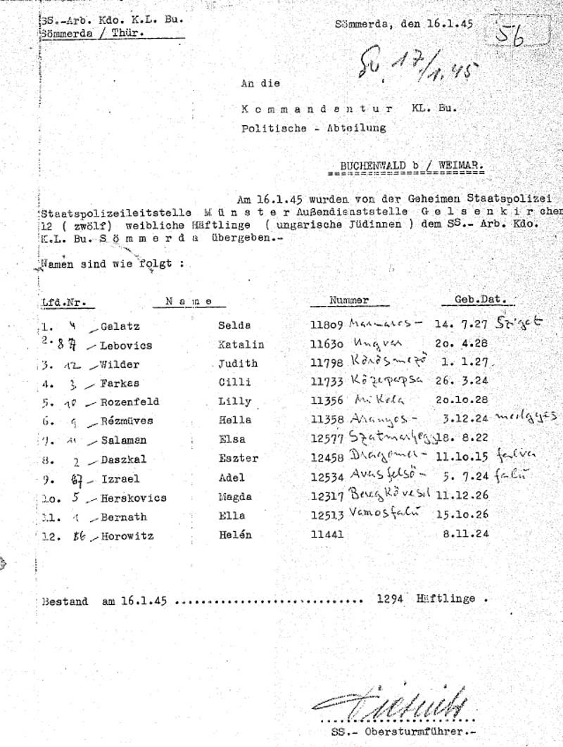 Deportation von Gelsenkirchen nach Sömmerda