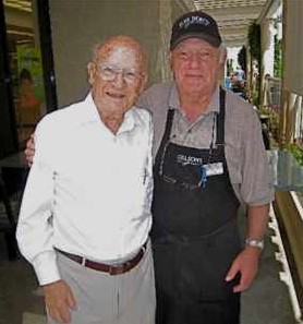 Hans Georg Stern (left) and Fred Wolf at Gelson's Supermarket in Los Angeles