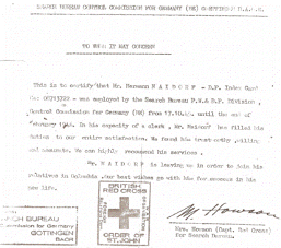 Herman Neudorfs Entlassungszeugnis aus der Britischen Armee