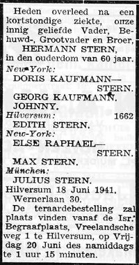 Hermann Stern aus Gelsenkirchen. Emigriert in die Niederlande