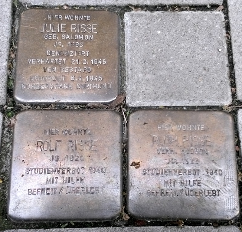 Stolpersteine Julie, Rolf und Ruth Risse in Essen