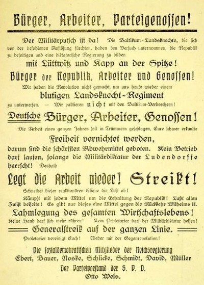 Das SPD-Flugblatt von 1920