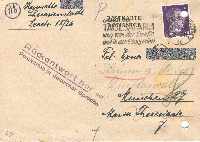 Zum vergrößern hier klicken Karte von Henriette X. aus Theresienstadt, 16.7.1944, Rv.