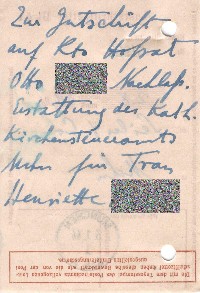 Zum vergrößern hier klicken Kirchensteuer zurückerstattet, 3.1.1944, Rv.