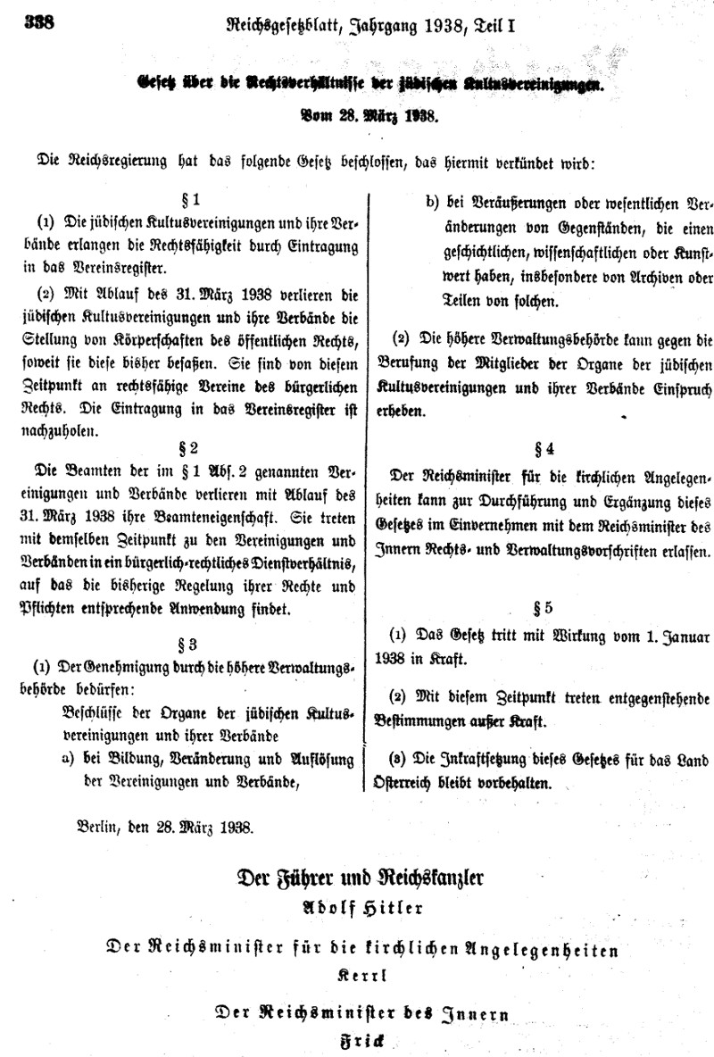 Gesetz über die Rechtsverhältnisse der jüdischen Kultusvereinigungen