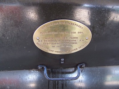 The Railway engine Posen (today Poznan Poland) was fixed and was rebuilt in Romania in 2001.