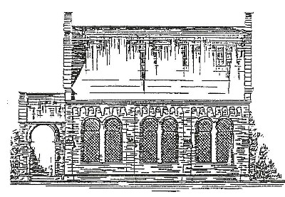 Seitenansicht der Leichenhalle