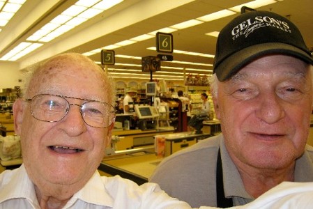 Hans Georg Stern (left) and Fred Wolf at Gelson's Supermarket in Los Angeles