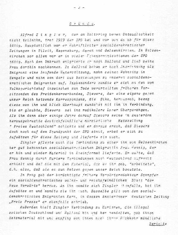 Todesurteil Alfred Zingler