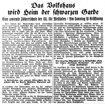 Gelsenkirchener Allgemeine Zeitung berichtet von der SS-Fhrerschule