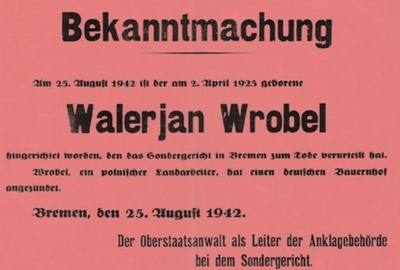 ffentlicher Aushang in Bremen: Die Todesstrafe fr Walerjan Wrobel wurde vollstreckt