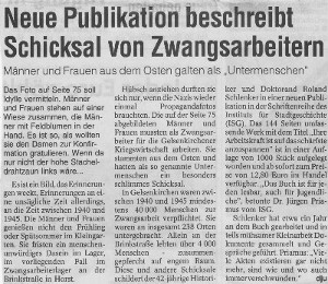 Foto: WAZ berichtet vom Erscheinen einer Publikation
